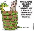 Charge que demonstra a atuao do ser humano no meio ambiente diante de outra espcie, numa dbia interpretao. <br /><br /> Palavras-chave: homem, preservao, planeta, meio ambiente.