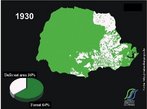 As regiões florestais são representadas em cor verde. </br></br> Palavra-chaves: Paraná, cobertura florestal, 1930.