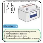 Imagem do smbolo qumico do Chumbo - Plumbum (Pb) e suas aplicaes. O Pb tem nmero atmico (Z) = 82 e Massa Atmica (A) = 207, est localizado na grupo 14 ou famlia 4A e no 6o perodo da tabela peridica dos elementos qumicos, sua distribuio eletrnica  K2 L8 M18 N32 O18 P4. <br /><br /> Palavras-chave: chumbo, smbolos qumicos, tabela peridica.