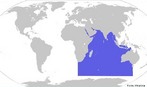 O oceano ndico (antigo mar das ndias) est situado entre a frica, a sia, a Austrlia e a Antrtida e tem uma rea de 74 000 000 km. <br /><br /> Palavras-chave: oceano, ndico, hidrosfera.