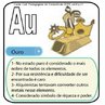 Imagem do smbolo qumico do Ouro - Aurum (Au) e suas aplicaes. O Au tem nmero atmico (Z) = 79 e Massa Atmica (A) = 197, est localizado na grupo 11 ou famlia 1B e no 6o perodo da tabela peridica dos elementos qumicos, sua distribuio eletrnica  K2 L8 M18 N32 O18 P1.<br /><br /> Palavras-chave: ouro, smbolos qumicos, tabela peridica.