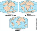 A figura ilustra a evoluo da crosta terrestre ao longo dos perodos geolgicos, do Permiano aos tempos atuais. Mostrando como o supercontinente Pangea fragmentou-se progressivamente e, no Trissico, separou-se em Laursia, no hemisfrio norte, e Gondwana, no hemisfrio sul. Entre ambos os continentes situava-se o mar de Ttis. No perodo Jurssico j era possvel reconhecer os contornos dos continentes atuais, que se individualizaram totalmente no Cretceo, embora mantendo algumas regies de contato. <br /><br /> Palavras-chave: placas litosfricas, tempo geolgico, placas tectnicas.