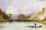 A Tela HMS Beagle na Tierra del Fuego foi pintado por Conrad Martens, durante a viagem do Beagle (1831-1836). br /><br /> Palavras-chave: HMS Beagle, Charles Darwin, Conrad Martens.